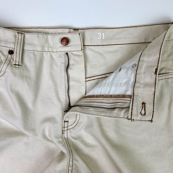 J Crew Mid Length Denim Bermuda Shorts Ecru Beige Cotton Denim Cut Offs Women 31 - Picture 4 of 13